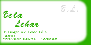 bela lehar business card